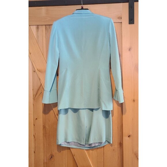 Liz Claiborne 100% Silk Dress Suit Blazer Lined Blue Size 10 2 Piece Office - Picture 2 of 16